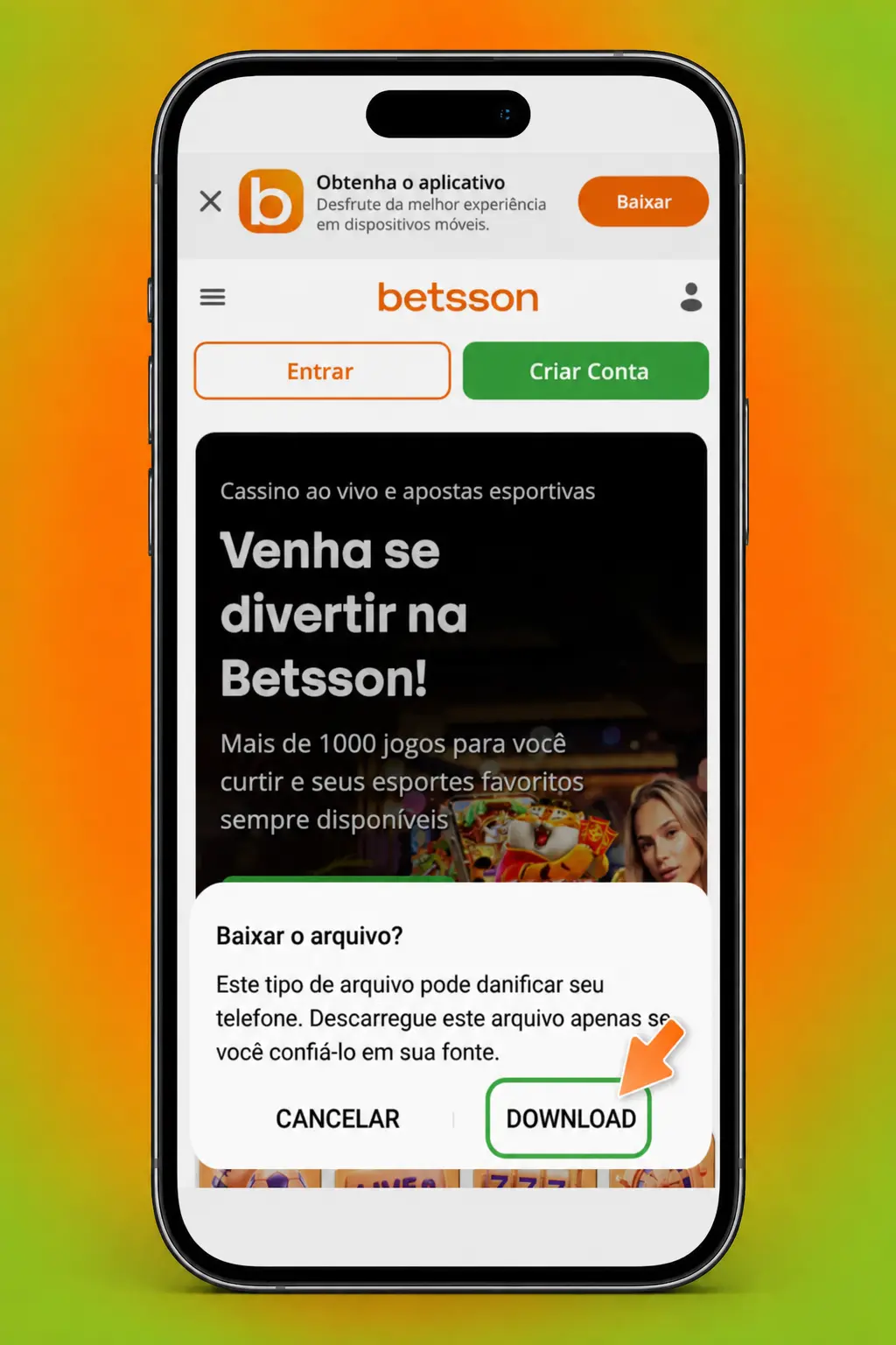 Passo a passo para baixar e instalar o APK da Betsson no Android e acessar o Aviator com login.