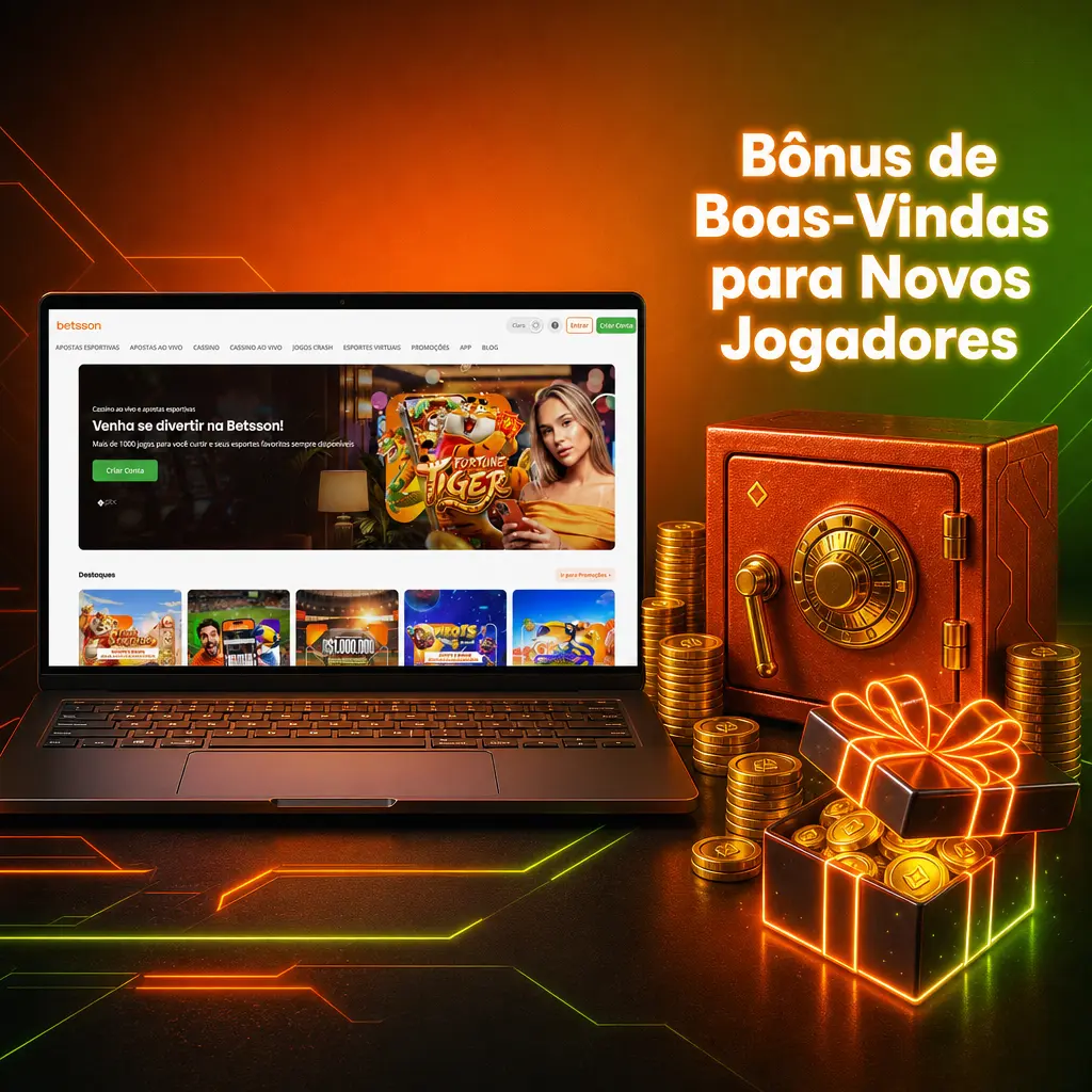 Bônus de boas-vindas Betsson: 100 giros grátis no slot Lucky Tiger e oferta de entrada para apostas esportivas.
