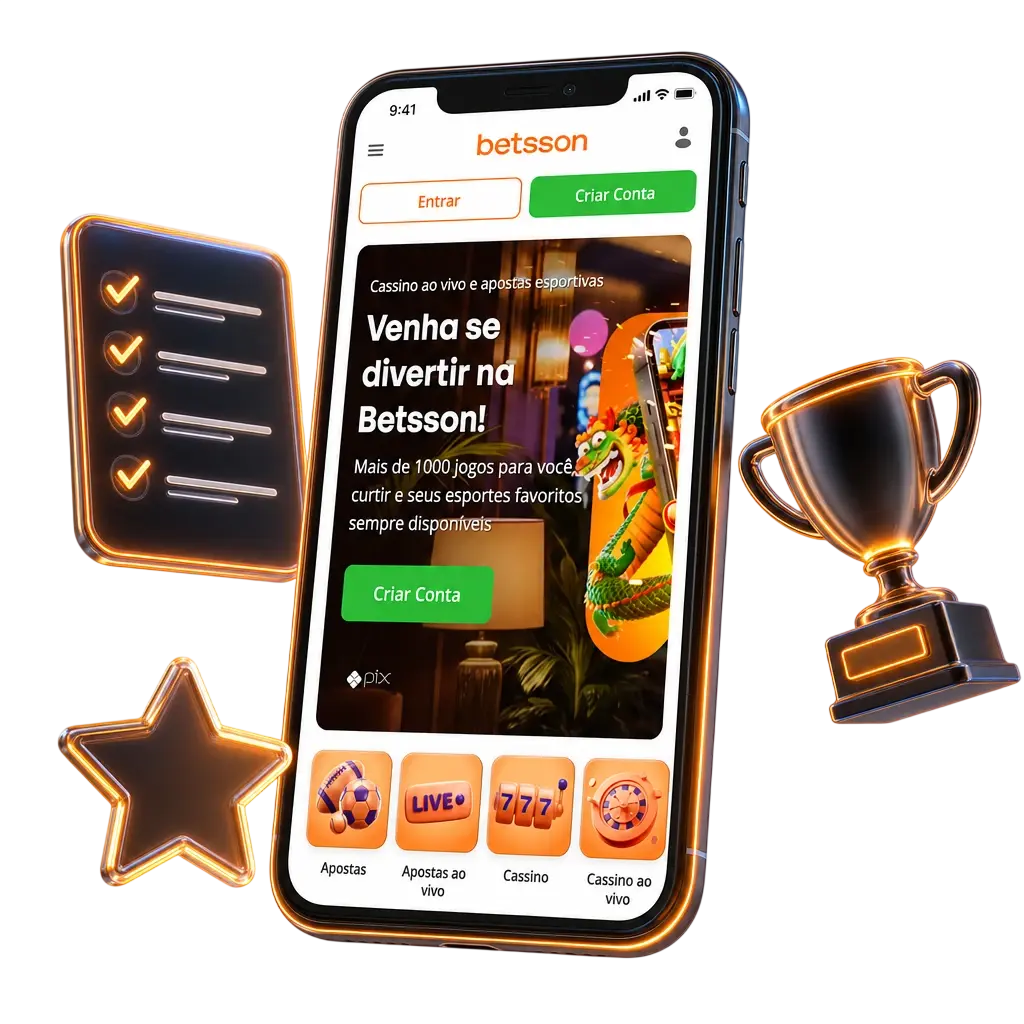 Aplicativo Betsson: odds ao vivo, cassino com Evolution, PIX instantâneo e login por biometria