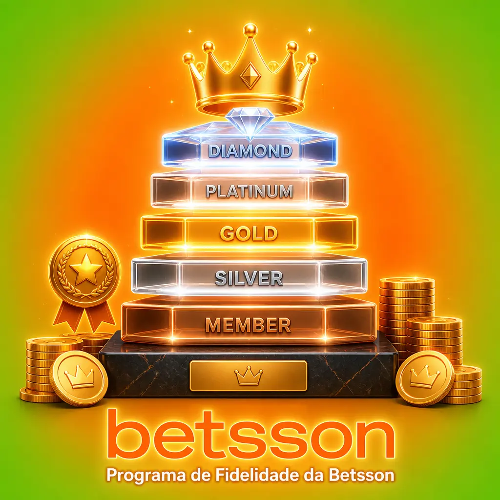 Programa de fidelidade da Betsson com níveis, pontos por aposta e recompensas como giros grátis e gerente VIP